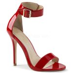 Sandale rouge à talon 12,7 cm à bride bouclée