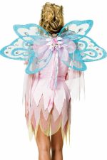 Ailes de fée bleues avec bijoux roses et rubans satinés