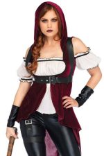 Costume chasseuse sexy rouge 4 pièces