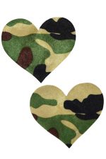 Cache-tétons adhésifs cœur camouflage
