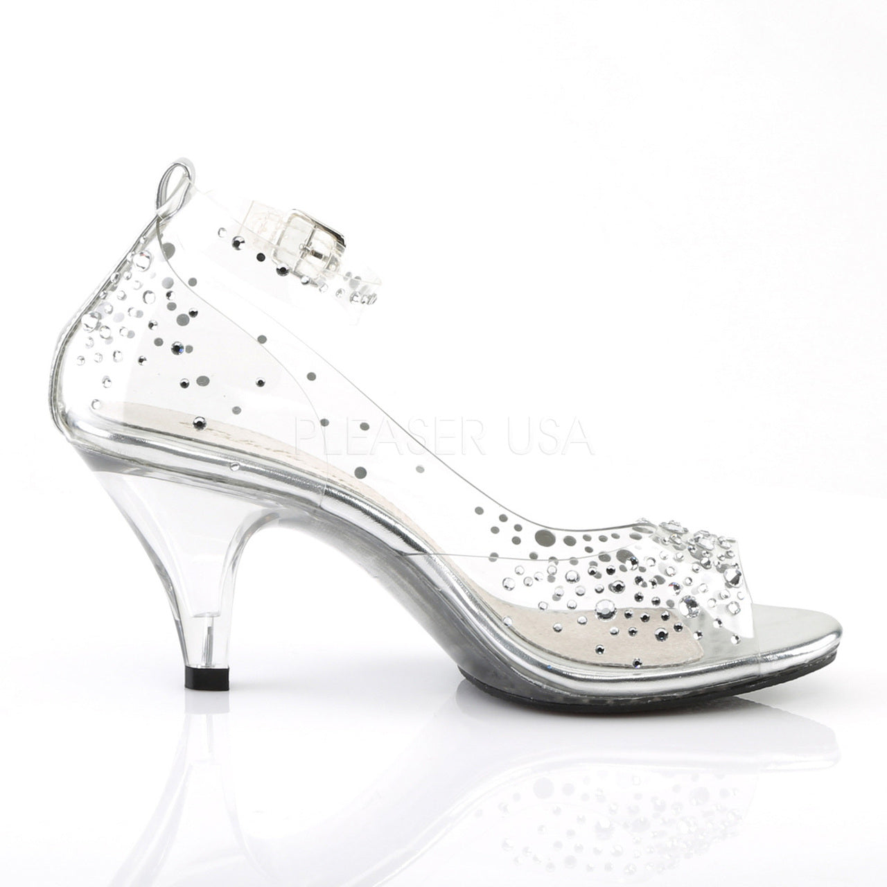 Sandales talons transparents 3 pouces avec strass et bride cheville – Image 4