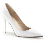 Escarpin talon 10 cm pointu blanc à motif
