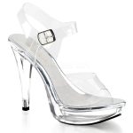 Sandale à talons transparents 5 pouces à bride cheville