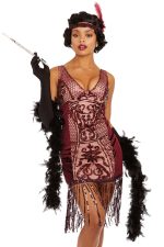 Costume charleston bordeaux velours et sequins