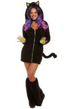 Costume chat noir pelucheux