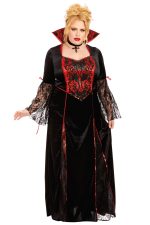 Costume vampira grande taille en velours et dentelle