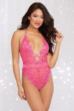 Teddy rose à sequins et mesh