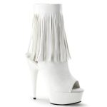 Bottines blanches à talons hauts et franges