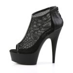 Bottines simili cuir noires à talon 15 cm, plateforme et résille
