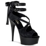 Sandales noires à talons 15cm et brides croisées