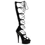 Sandales sexy noires à lacets, talon 15 cm et plateau 5 cm