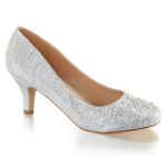Escarpins mesh glitter argent à talon kitten et strass