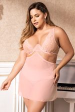 Nuisette deux-en-un grande taille rose poudré