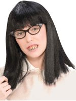 Kit nerd femme avec perruque, lunettes et fausses dents
