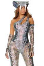 Combinaison serpentine sexy argentée