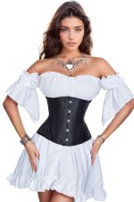 Serre-taille satin noir à armatures acier