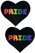 Cache-tétons cœur arc-en-ciel Pride sur fond noir