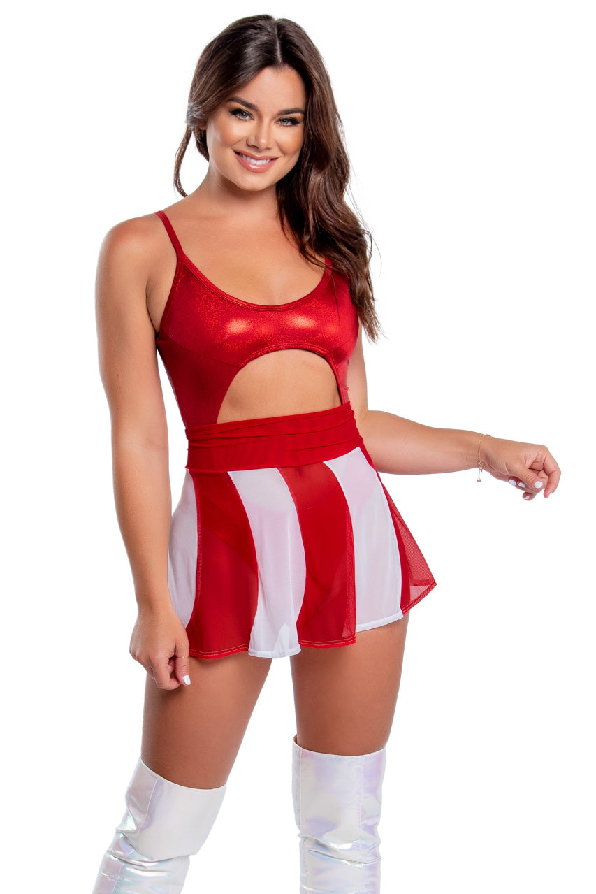 Jupe patineuse en tulle candy cane rouge et blanc