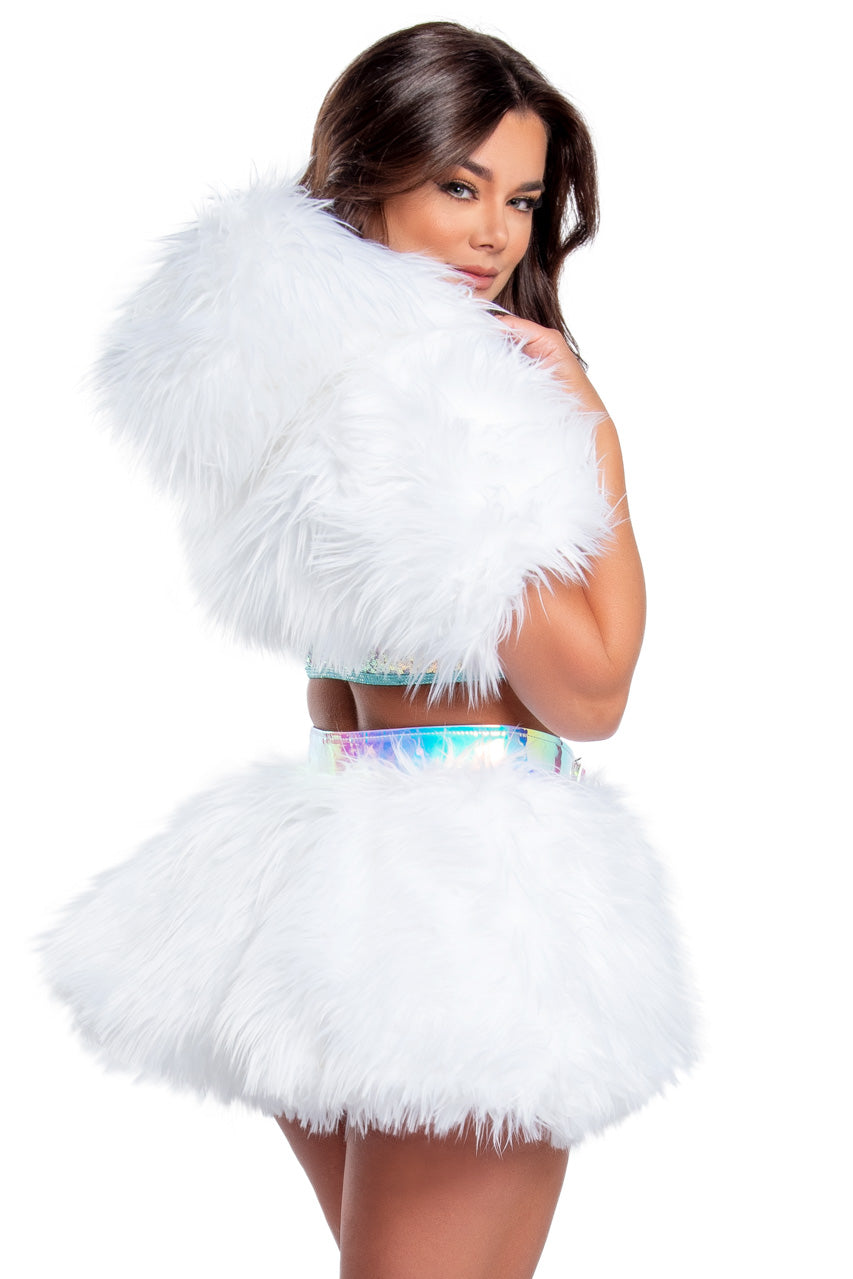 Jupe ceinturée en fausse fourrure lumineuse – Image 50