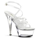 Escarpins transparents 15 cm à brides croisées