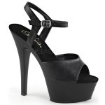 Talons aiguilles noir en simili cuir à plateforme