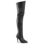 Botte cuissarde noire à talon 10 cm et empiècement élastique