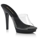 Mule à talon transparent noir 13 cm