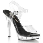 Sandale plateforme transparente 13 cm à bride cheville noire