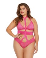 Body grande taille rose fuchsia à harnais