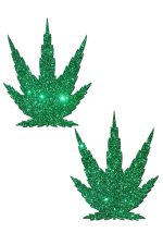 Cache-tétons pailletés feuilles vertes