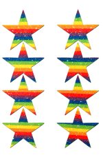Mini cache-tétons étoiles pailletées arc-en-ciel