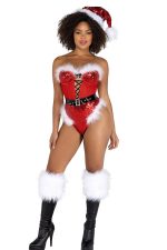 Body Mère Noël sexy en tulle rouge et sequins