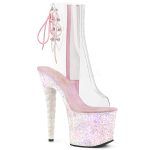 Bottines licorne transparentes à paillettes opalescentes 18 cm